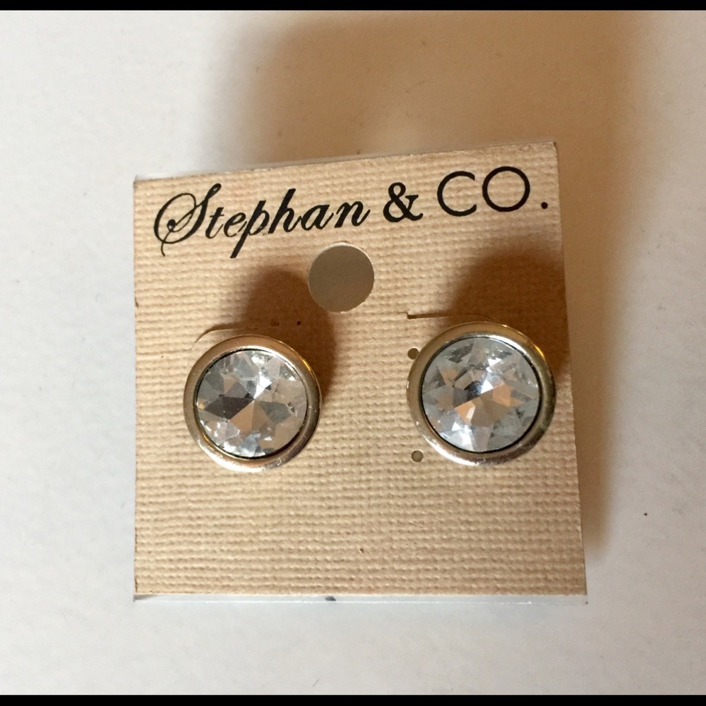 STEPHAN & CO CRYSTAL STUD EARRINGS SILVER NWT